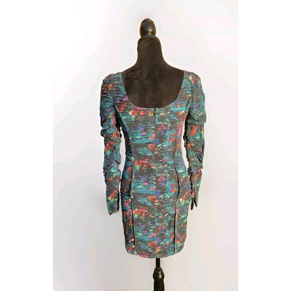 Rebecca Minkoff Womens Silk Dress Size 2 Blue Printed Above Knee Long Sleeve - Picture 4 of 8
